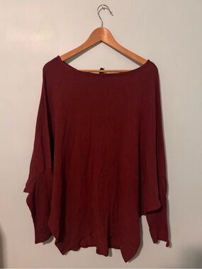 Alya Soft Scoop Neck Long Sleeve Top - Maroon